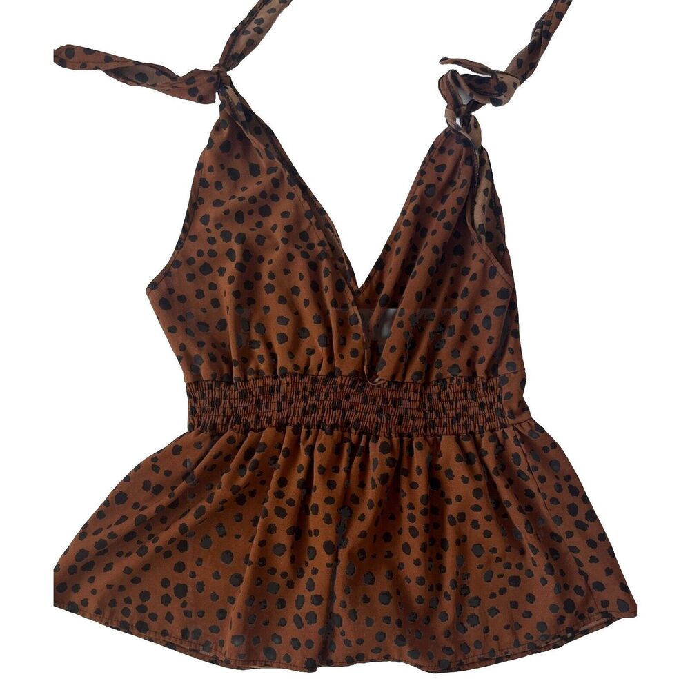 Shein Curve Women’s Tie Straps Animal Print Tank Top Size 0X